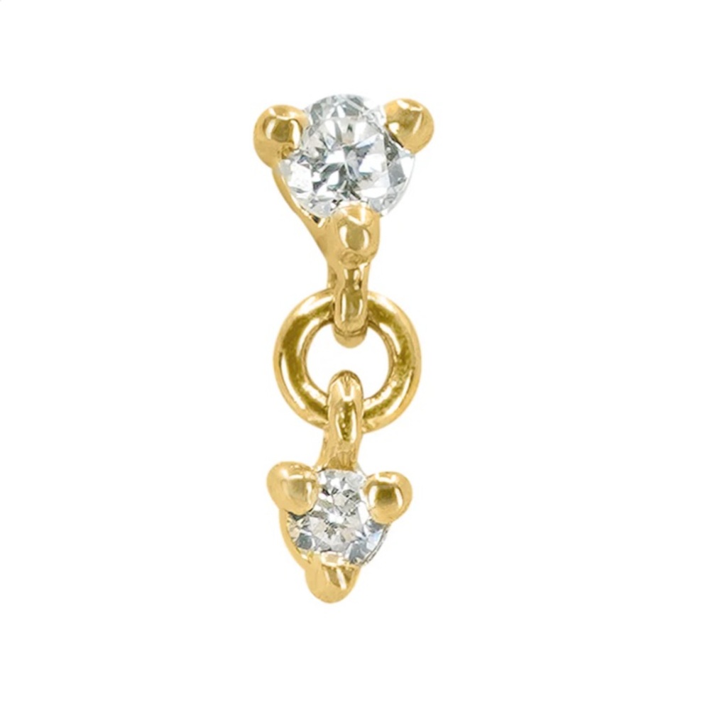 Modern Mood Cascade in yellow gold with two diamonds